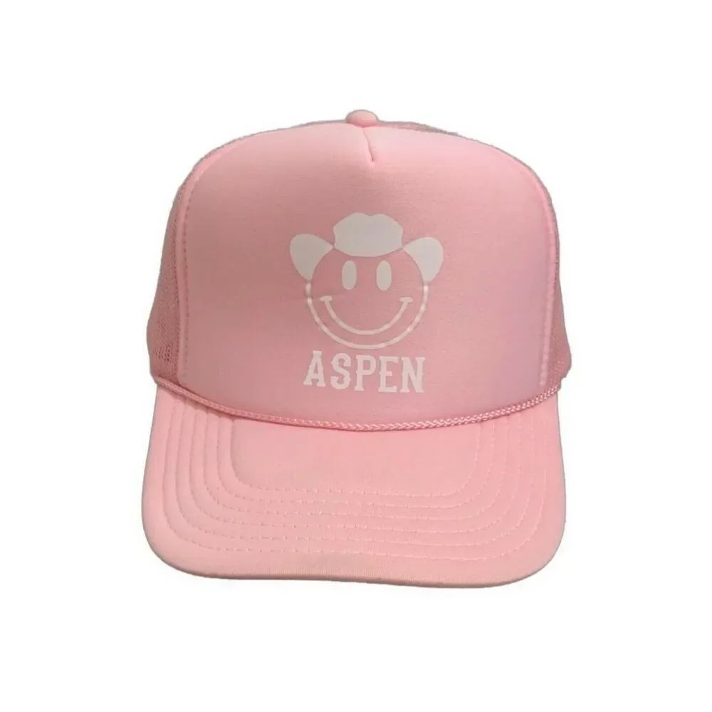 Otto Aspen Pink White Smiley Face Adjustable Hat